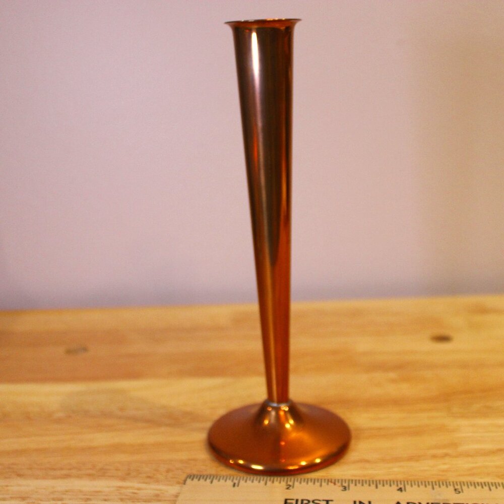 vintage copper bud vase mcm Coppercraft flower metal